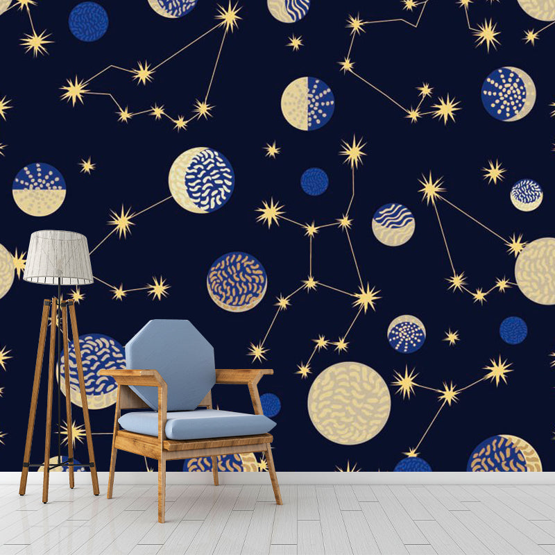 Clouding Pattern Mural Decal Pastel Color Contemporary Wall Covering for Living Room Golden Clearhalo 'Wall Decor' 'Wall Mural' 2009538