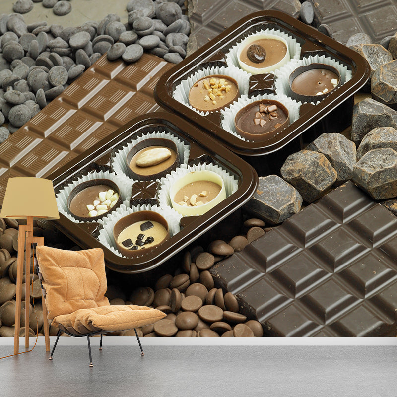 Light Color Chocolate Mural Stain Resistant Contemporary Dessert Shop Wall Covering Clearhalo 'Wall Decor' 'Wall Mural' 2009769