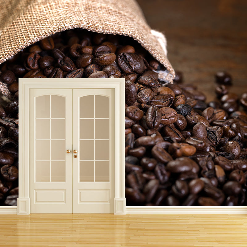 Non-Woven Decorative Wall Mural Modern Coffee Bean Wall Covering, Custom Printed Clearhalo 'Wall Decor' 'Wall Mural' 2009804