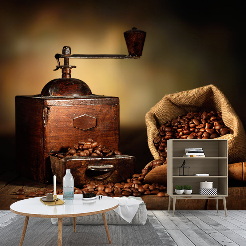 Non-Woven Decorative Wall Mural Modern Coffee Bean Wall Covering, Custom Printed Light Coffee Clearhalo 'Wall Decor' 'Wall Mural' 2009808