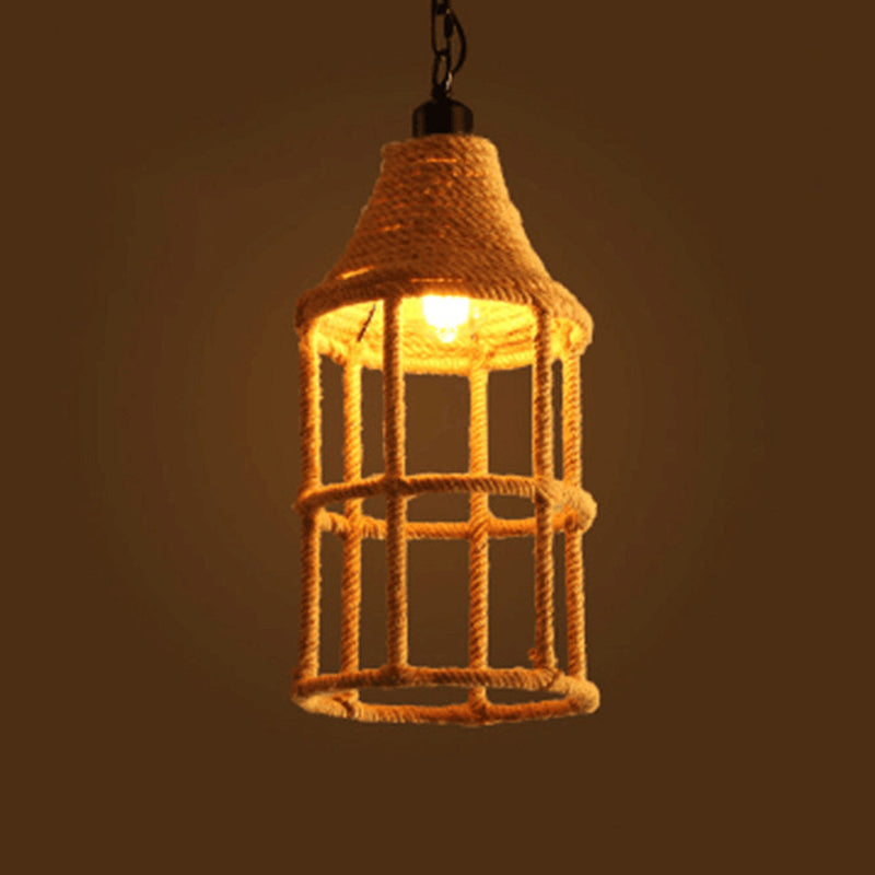 1 Light Geometric Pendant Light Kit Industrial Beige Natural Rope Hanging Lighting for Dining Room Beige C Clearhalo 'Art Deco Pendants' 'Cast Iron' 'Ceiling Lights' 'Ceramic' 'Crystal' 'Industrial Pendants' 'Industrial' 'Metal' 'Middle Century Pendants' 'Pendant Lights' 'Pendants' 'Tiffany' Lighting' 2010530