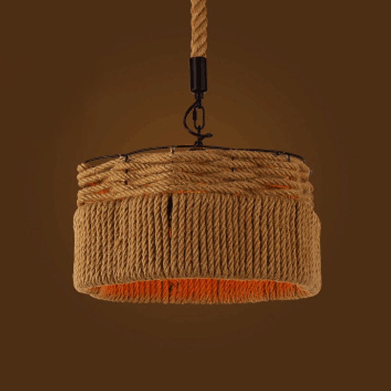 1 Light Geometric Pendant Light Kit Industrial Beige Natural Rope Hanging Lighting for Dining Room Beige D Clearhalo 'Art Deco Pendants' 'Cast Iron' 'Ceiling Lights' 'Ceramic' 'Crystal' 'Industrial Pendants' 'Industrial' 'Metal' 'Middle Century Pendants' 'Pendant Lights' 'Pendants' 'Tiffany' Lighting' 2010531
