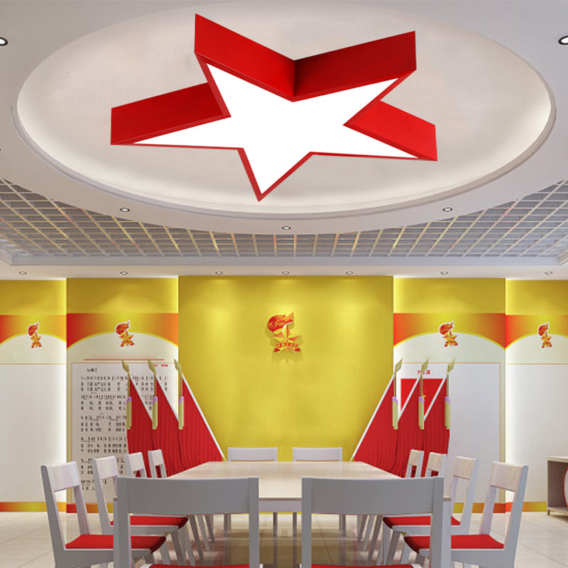 Red Pentastar Flush Ceiling Light Minimalist LED Acrylic Flush Mount Lighting for Meeting Room Clearhalo 'Ceiling Lights' 'Close To Ceiling Lights' 'Close to ceiling' 'Flush mount' Lighting' 2010795
