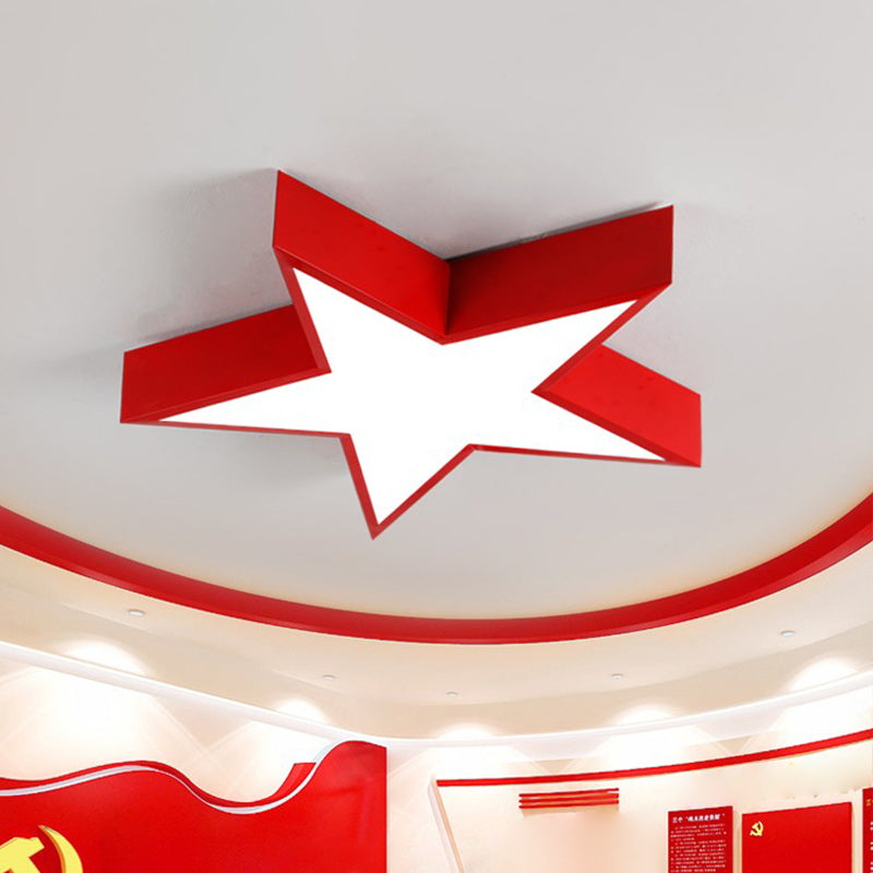 Red Pentastar Flush Ceiling Light Minimalist LED Acrylic Flush Mount Lighting for Meeting Room Clearhalo 'Ceiling Lights' 'Close To Ceiling Lights' 'Close to ceiling' 'Flush mount' Lighting' 2010796