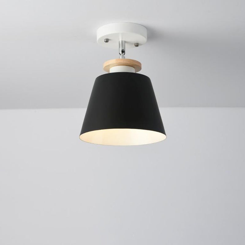 Simple Barrel Semi Flush Ceiling Light Metal 1 Light Corridor Flexible Semi Mount Lighting Black Clearhalo 'Ceiling Lights' 'Close To Ceiling Lights' 'Close to ceiling' 'Semi-flushmount' Lighting' 2010897