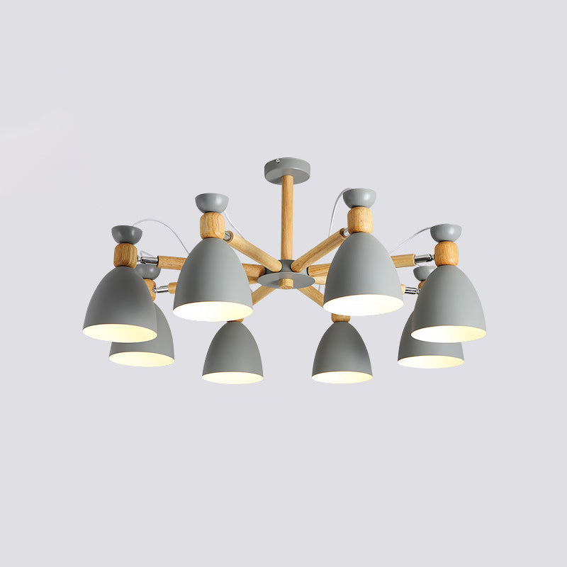 Metal Flared Semi-Flush Mount Contemporary Ceiling Light with Wood Arm for Living Room Clearhalo 'Ceiling Lights' 'Close To Ceiling Lights' 'Close to ceiling' 'Semi-flushmount' Lighting' 2011061