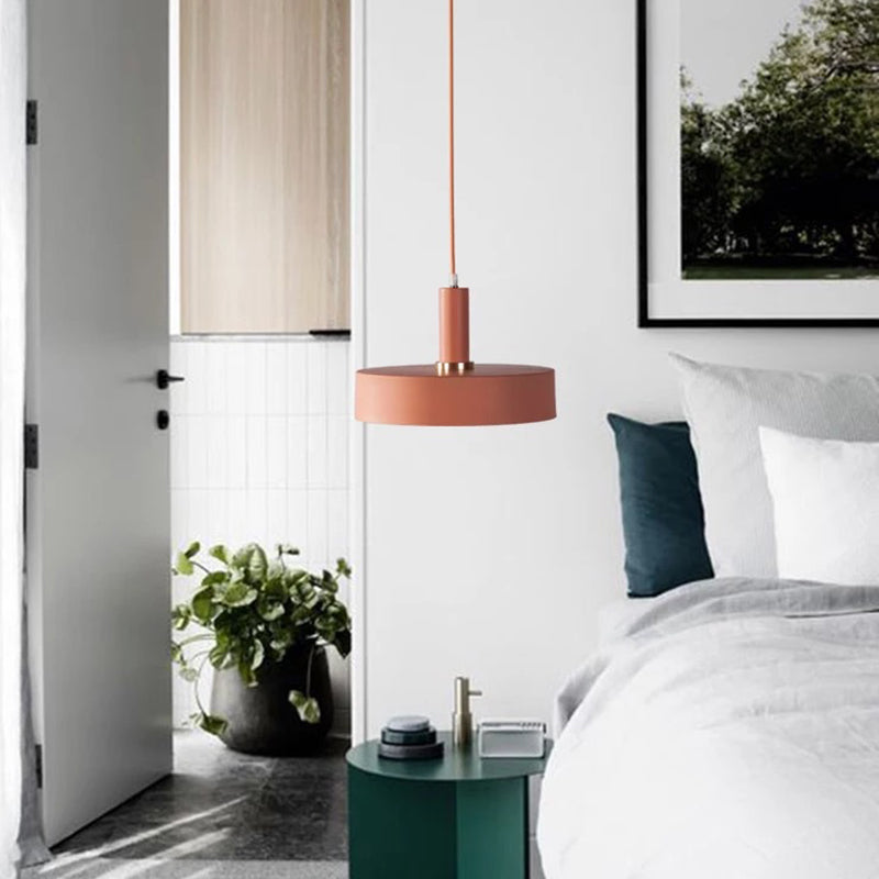Round Bedroom Drop Lamp Metallic 1-Head Contemporary Hanging Ceiling Light Orange Clearhalo 'Ceiling Lights' 'Modern Pendants' 'Modern' 'Pendant Lights' 'Pendants' Lighting' 2011080