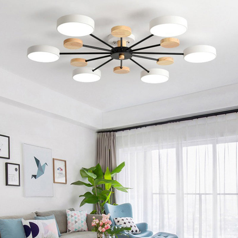 Branching Semi Flush Mount Light Simple Acrylic Bedroom Wood Close to Ceiling Lamp 6 White Clearhalo 'Ceiling Lights' 'Close To Ceiling Lights' 'Close to ceiling' 'Semi-flushmount' Lighting' 2011154