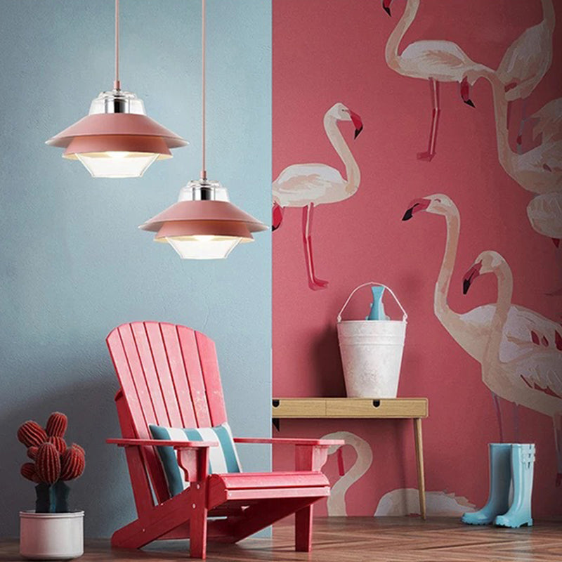 Three-Tiered Metal Drop Pendant Minimal 1 Light Suspension Light for Dining Room Clearhalo 'Ceiling Lights' 'Pendant Lights' 'Pendants' Lighting' 2011319