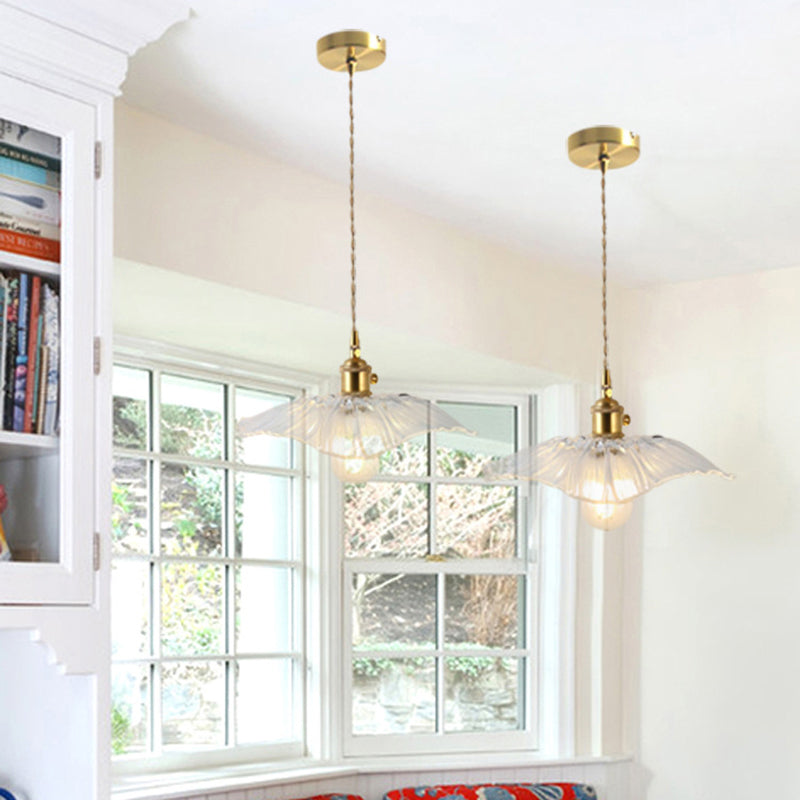 Blossom Textured Glass Pendant Lighting Industrial 1 Light Living Room Hanging Ceiling Light in Brass Clearhalo 'Ceiling Lights' 'Glass shade' 'Glass' 'Industrial Pendants' 'Industrial' 'Middle Century Pendants' 'Pendant Lights' 'Pendants' 'Tiffany' Lighting' 2011350
