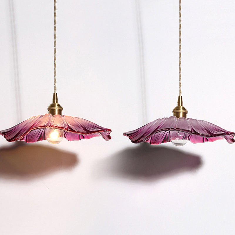 Blossom Textured Glass Pendant Lighting Industrial 1 Light Living Room Hanging Ceiling Light in Brass Clearhalo 'Ceiling Lights' 'Glass shade' 'Glass' 'Industrial Pendants' 'Industrial' 'Middle Century Pendants' 'Pendant Lights' 'Pendants' 'Tiffany' Lighting' 2011355