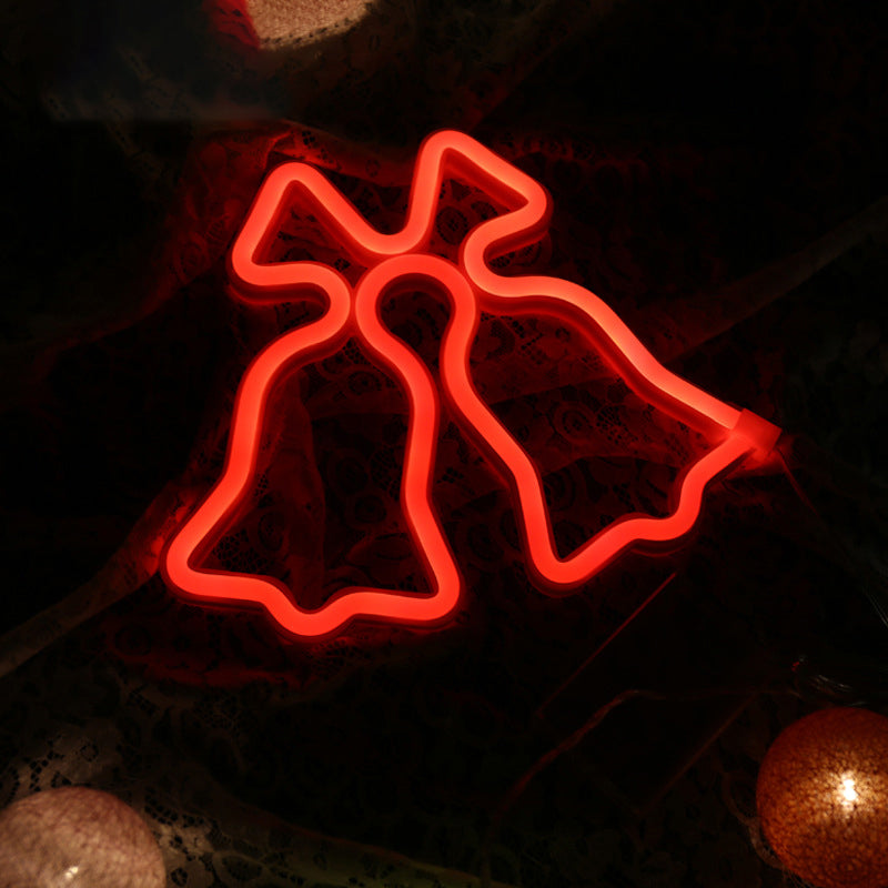 Jingle Bell Mini Night Lamp Modern Plastic LED White Nightstand Lighting for Christmas White Clearhalo 'Night Lights' 'Wall Lights' Lighting' 2011558