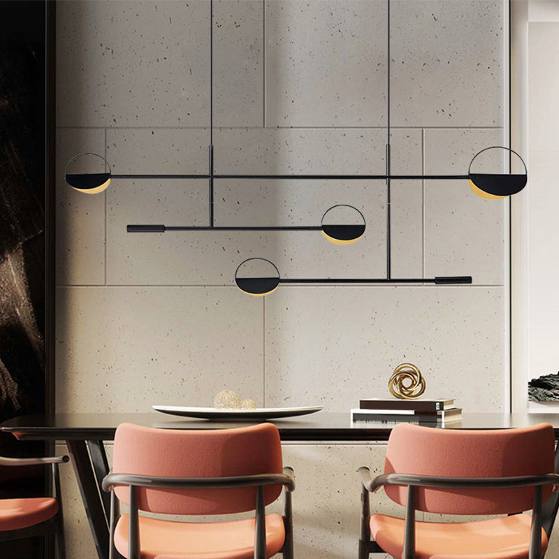 Metal Disc Island Lighting Contemporary 4 Bulbs Black Finish Pendant Light Fixture Clearhalo 'Ceiling Lights' 'Island Lights' Lighting' 2011747