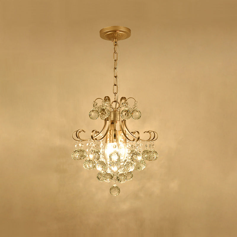 Gold Curved Arm Pendant Light Fixture Countryside Metal 1 Bulb Porch Hanging Lamp Kit with Crystal Accent Gold C Clearhalo 'Ceiling Lights' 'Pendant Lights' 'Pendants' Lighting' 2012044_f1eb9541-bdd3-4c1b-9c8d-8a4354b4e807