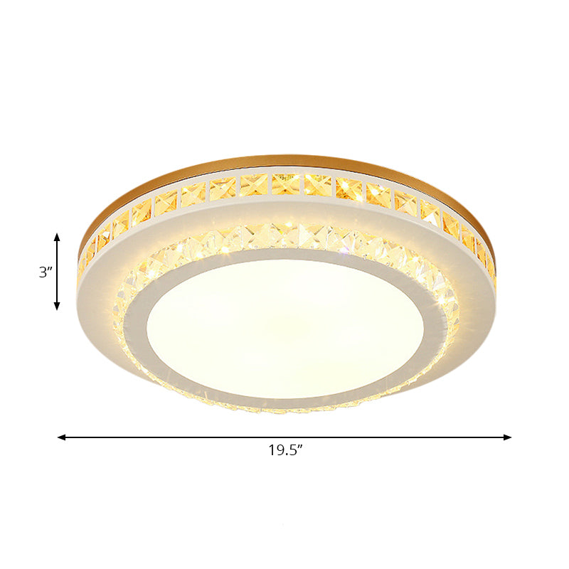 LED Round/Hexagon/Rhombus Ceiling Mount Light Acrylic Contemporary Ceiling Lamp with Crystal Design in White Clearhalo 'Ceiling Lights' 'Close To Ceiling Lights' 'Close to ceiling' 'Flush mount' Lighting' 201233