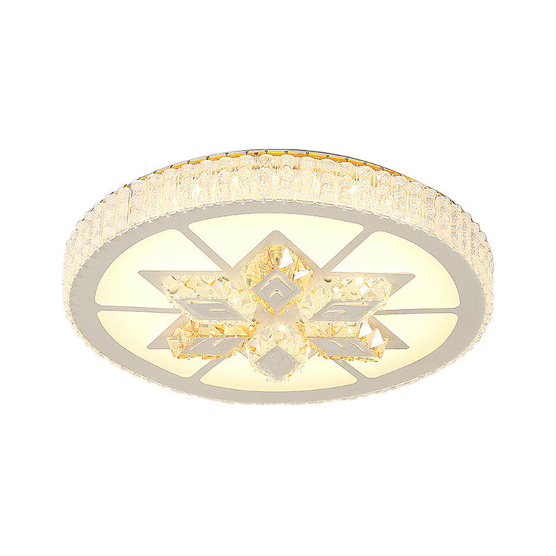LED Round/Hexagon/Rhombus Ceiling Mount Light Acrylic Contemporary Ceiling Lamp with Crystal Design in White Clearhalo 'Ceiling Lights' 'Close To Ceiling Lights' 'Close to ceiling' 'Flush mount' Lighting' 201238