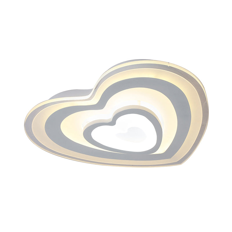 Contemporary Loving-Heart Ceiling Light Acrylic LED Ceiling Lamp in White for Hotel Restaurant Clearhalo 'Ceiling Lights' 'Close To Ceiling Lights' 'Close to ceiling' 'Flush mount' Lighting' 201293