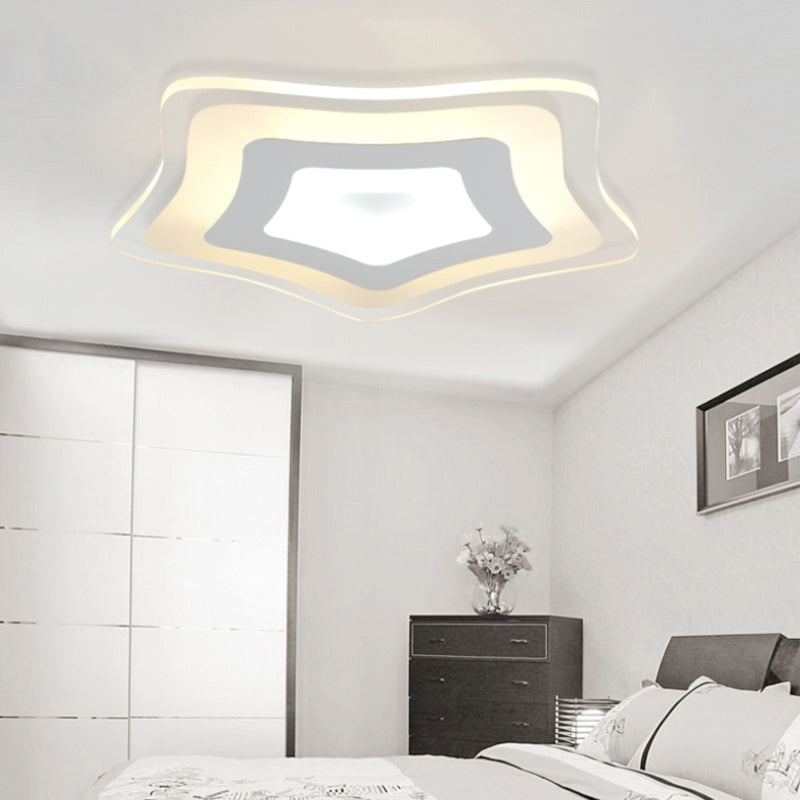 Acrylic Slim Panel Star Ceiling Lamp Contemporary LED Flush Ceiling Light in White for Hotel White Clearhalo 'Ceiling Lights' 'Close To Ceiling Lights' 'Close to ceiling' 'Flush mount' Lighting' 201421