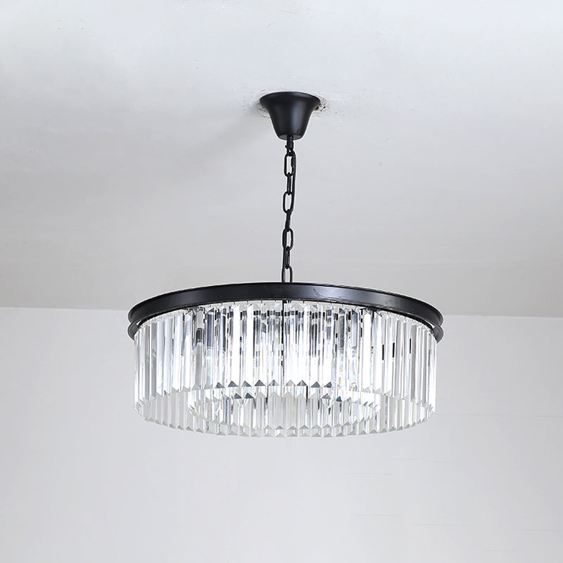 Black/Gold Round Pendant Light Fixture Minimalism Crystal 4/12/16 Bulbs Restaurant Ceiling Chandelier Black Clearhalo 'Ceiling Lights' 'Chandeliers' 'Modern Chandeliers' 'Modern' Lighting' 2015756