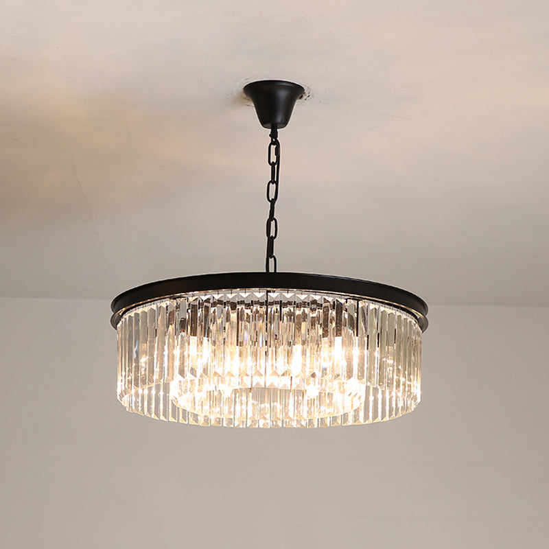 Black/Gold Round Pendant Light Fixture Minimalism Crystal 4/12/16 Bulbs Restaurant Ceiling Chandelier Clearhalo 'Ceiling Lights' 'Chandeliers' 'Modern Chandeliers' 'Modern' Lighting' 2015758
