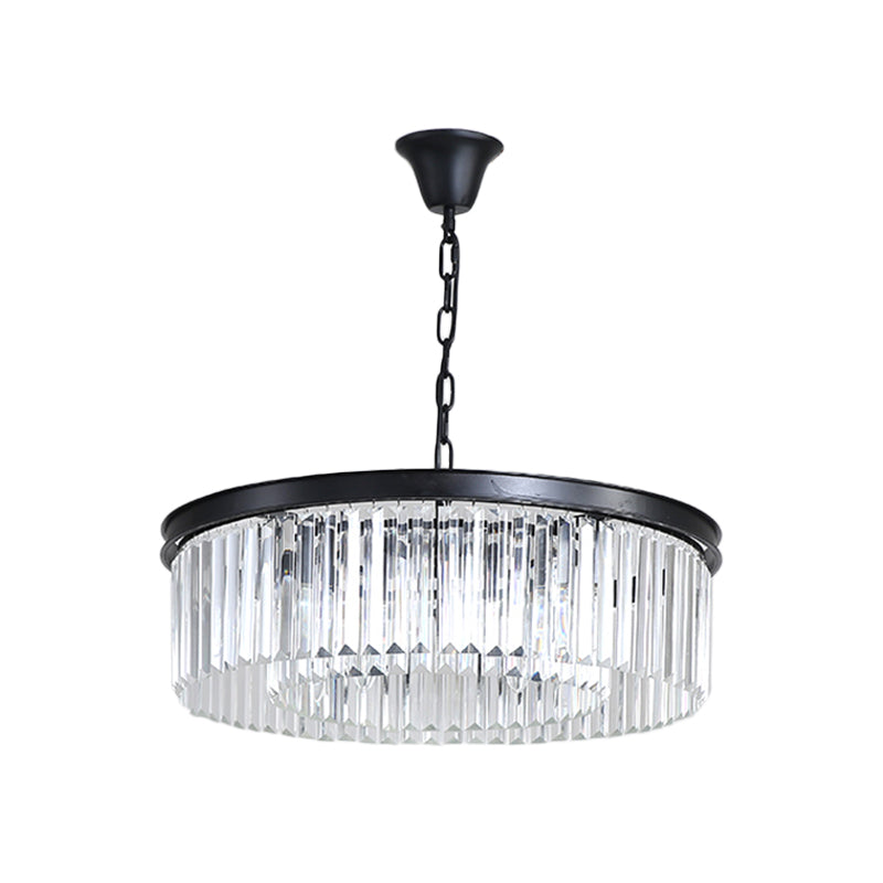 Black/Gold Round Pendant Light Fixture Minimalism Crystal 4/12/16 Bulbs Restaurant Ceiling Chandelier Clearhalo 'Ceiling Lights' 'Chandeliers' 'Modern Chandeliers' 'Modern' Lighting' 2015759