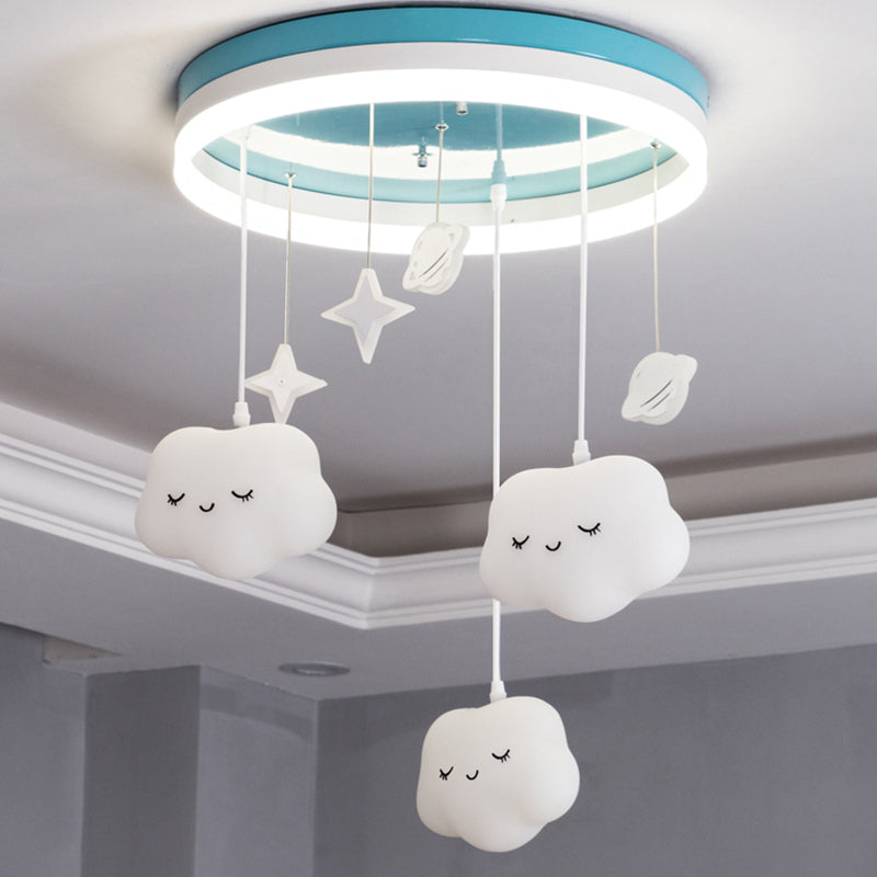 Starry LED Ceiling Mount Light Cartoon Acrylic Flush Light with Round in Green for Baby Bedroom Clearhalo 'Ceiling Lights' 'Pendant Lights' 'Pendants' Lighting' 201576