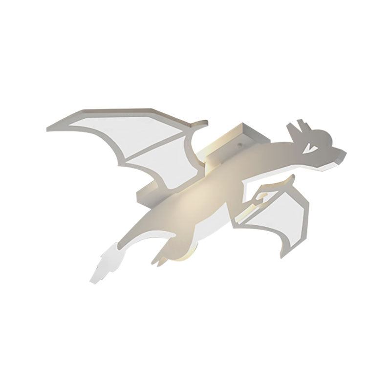 Boys Bedroom Charizard Ceiling Mount Light Acrylic Cartoon LED Ceiling Fixture in White Clearhalo 'Ceiling Lights' 'Close To Ceiling Lights' 'Close to ceiling' 'Flush mount' Lighting' 201598