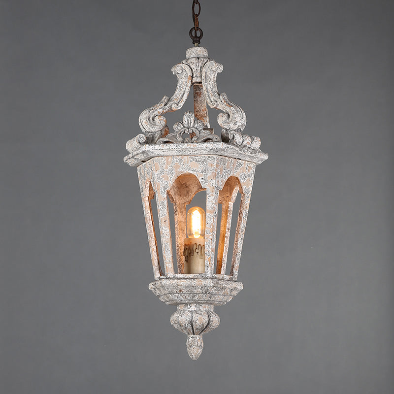 Rural Pavilion Pendant Lamp 1-Light Distressed Wood Hanging Ceiling Light for Living Room Clearhalo 'Ceiling Lights' 'Pendant Lights' 'Pendants' Lighting' 2016158