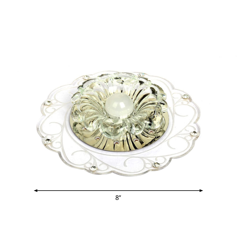Blossom Flush Mount Lamp Minimalist Clear Beveled Crystal LED Close to Ceiling Lighting for Porch Clearhalo 'Ceiling Lights' 'Close To Ceiling Lights' 'Close to ceiling' 'Flush mount' Lighting' 2016271
