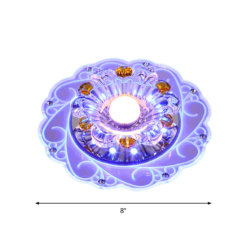 Floral Ceiling Lamp Modernity Clear Faceted Crystal LED Flush Mount Fixture for Corridor Clearhalo 'Ceiling Lights' 'Close To Ceiling Lights' 'Close to ceiling' 'Flush mount' Lighting' 2016276