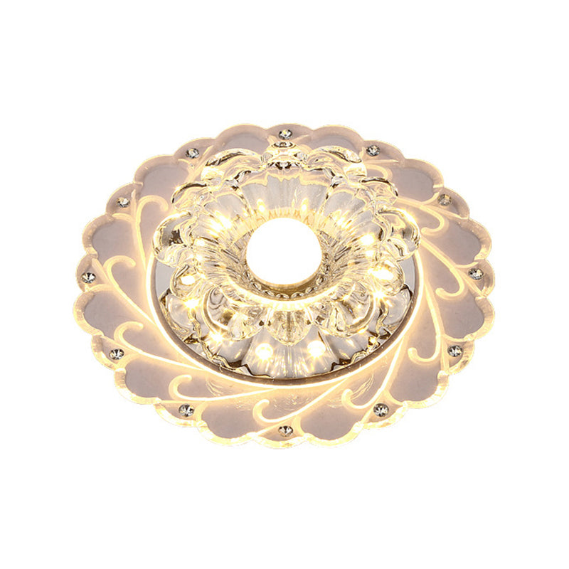 Bloom Flushmount Lighting Modernity Clear Faceted Crystal LED Foyer Ceiling Light Fixture Clearhalo 'Ceiling Lights' 'Close To Ceiling Lights' 'Close to ceiling' 'Flush mount' Lighting' 2016285