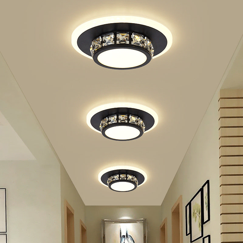 Modern LED Ceiling Mounted Lamp Geometrical Crystal Flush Light Fixture with Acrylic Shade Clearhalo 'Ceiling Lights' 'Close To Ceiling Lights' 'Close to ceiling' 'Flush mount' Lighting' 2016448