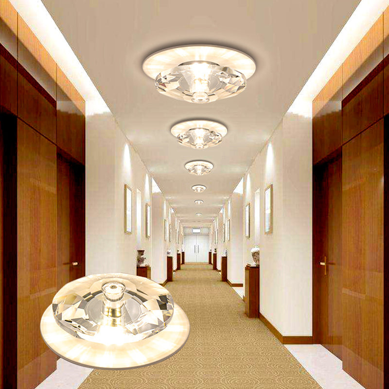 Clear Crystal Diamond Flush Ceiling Light Modern LED Flush Mount Lighting Fixture for Porch Clear Clearhalo 'Ceiling Lights' 'Close To Ceiling Lights' 'Close to ceiling' 'Flush mount' Lighting' 2016532