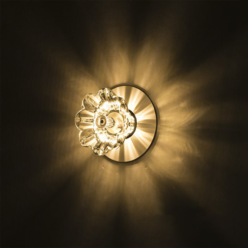 Floweret Ceiling Mounted Fixture Contemporary Clear Crystal LED Flush Light for Corridor Clearhalo 'Ceiling Lights' 'Close To Ceiling Lights' 'Close to ceiling' 'Flush mount' Lighting' 2016544