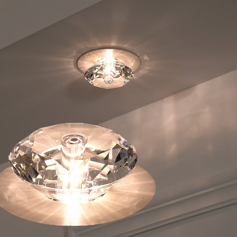 Minimalist LED Flush Mount Lamp Diamond Close to Ceiling Light with Clear Crystal Shade Clear Clearhalo 'Ceiling Lights' 'Close To Ceiling Lights' 'Close to ceiling' 'Flush mount' Lighting' 2016547