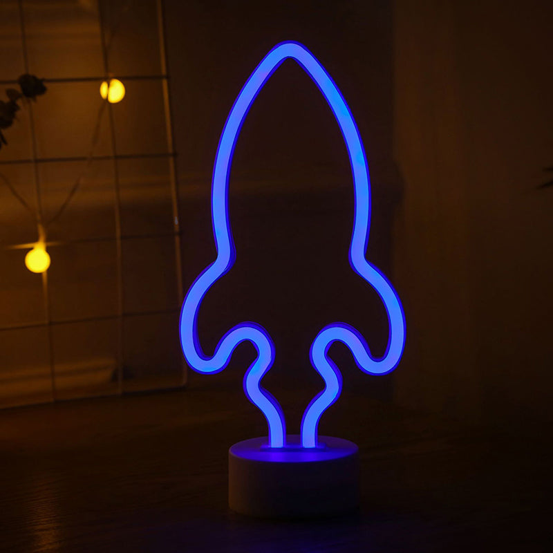 Rocket Baby Bedroom Wall Night Lamp Plastic LED Minimalist Nightstand Light in White White Blue Clearhalo 'Night Lights' 'Wall Lights' Lighting' 2016867