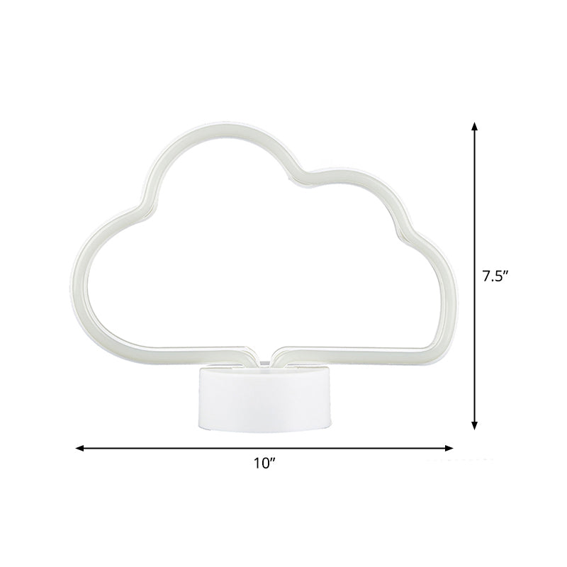 Plastic Cloud-Shaped Night Table Lamp Cartoon Battery Operated LED White Nightstand Lighting Clearhalo 'Night Lights' 'Wall Lights' Lighting' 2016881