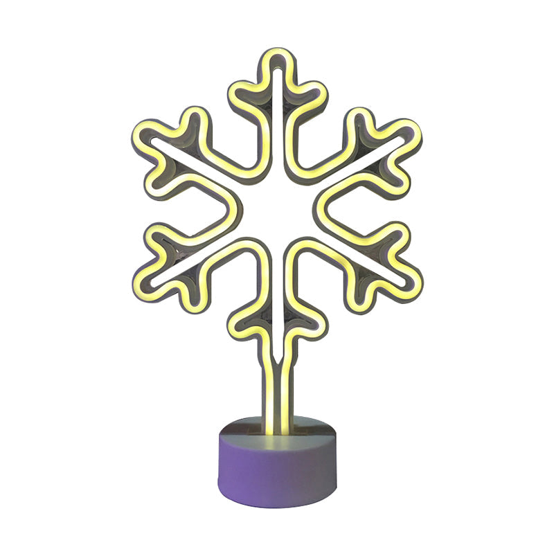 White Snowflake Mini Table Lighting Modern Style Battery LED Plastic Nightstand Lamp Clearhalo 'Night Lights' 'Wall Lights' Lighting' 2016889