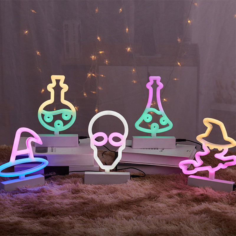 Geometrical Plastic Night Table Light Modern LED White Nightstand Lamp for Bedroom Clearhalo 'Night Lights' 'Wall Lights' Lighting' 2016962