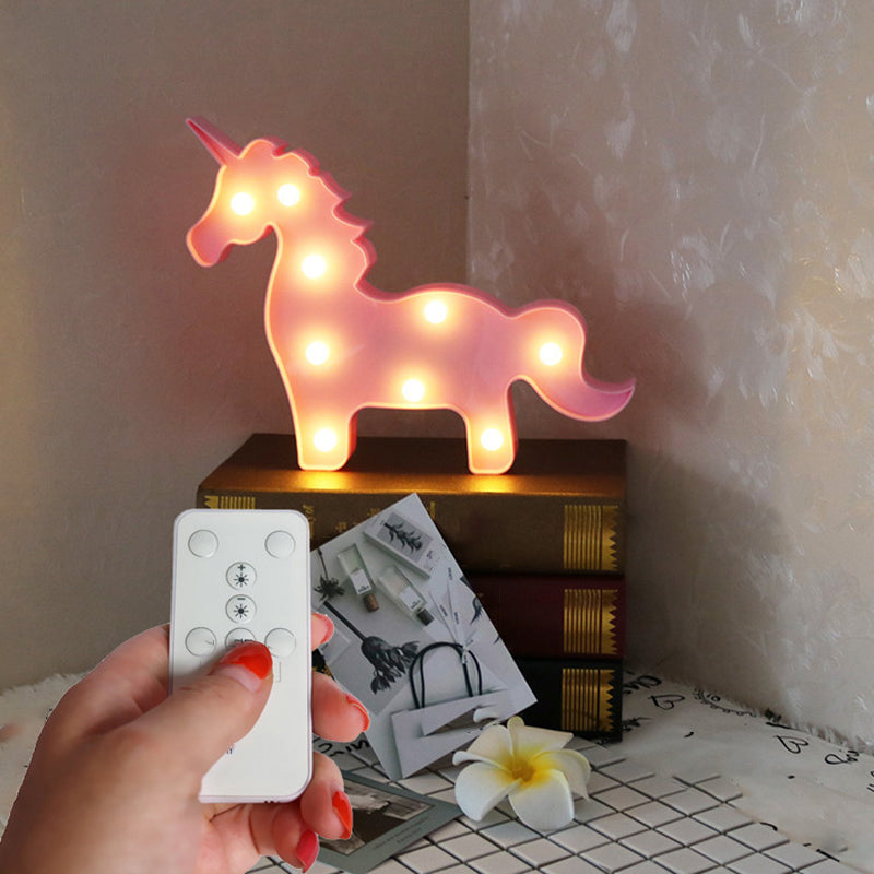 Minimal Unicorn Wall Night Lamp Plastic Children Bedroom LED Night Lighting Pink Clearhalo 'Night Lights' 'Wall Lights' Lighting' 2017168