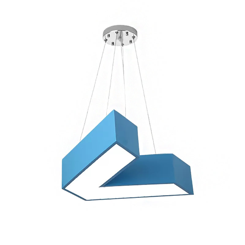 Red/Pink/Yellow/Blue/Green V-Shaped Pendant Chandelier Modern Stylish Acrylic LED Hanging Light for Bedroom, Third Gear/White Light Clearhalo 'Ceiling Lights' 'Chandeliers' Lighting' options 201767