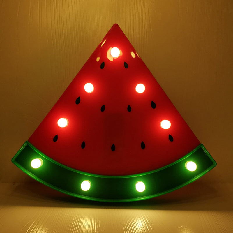 Fruit and Animal Baby Room Night Light Plastic LED Minimalist Nightstand Lighting Watermelon Red Clearhalo 'Night Lights' 'Wall Lights' Lighting' 2018050