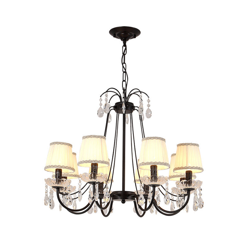 Black Chandelier Lighting Retro Metallic Swooping Arm Pendant Light Fixture with Dropping Crystal Clearhalo 'Ceiling Lights' 'Chandeliers' Lighting' options 2018462