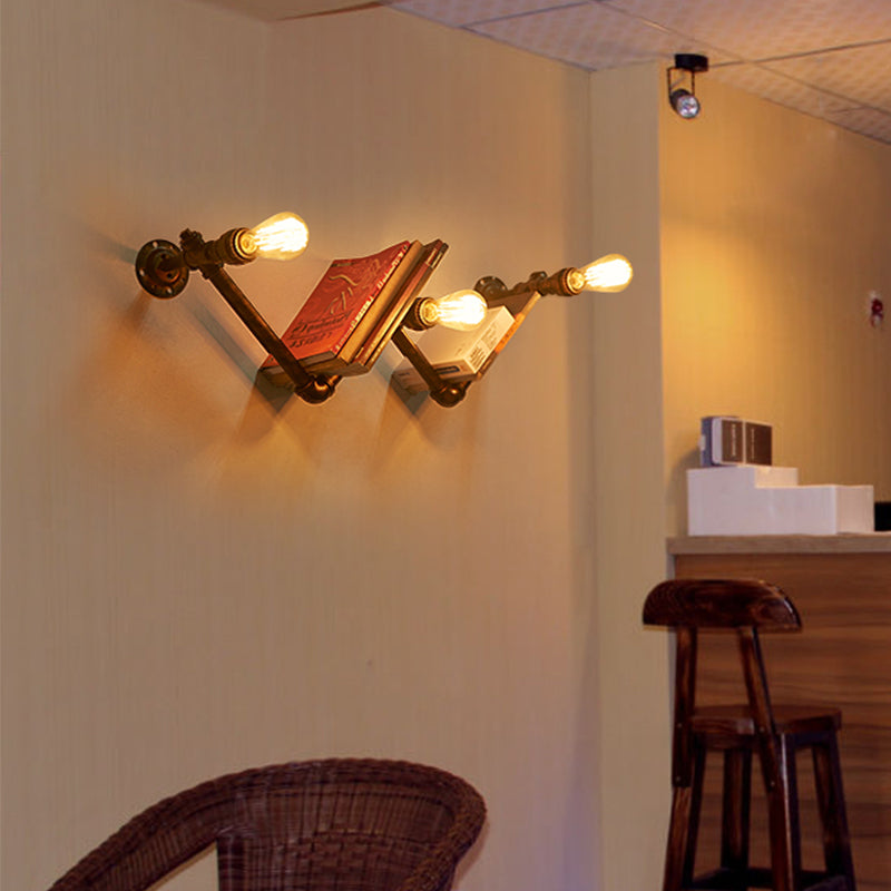 Metallic Geometry Pipe Wall Lighting Ideas Steampunk Dining Room Wall Mounted Light Fixture in Rust Rust F Clearhalo 'Art deco wall lights' 'Cast Iron' 'Glass' 'Industrial wall lights' 'Industrial' 'Middle century wall lights' 'Modern' 'Rustic wall lights' 'Tiffany' 'Traditional wall lights' 'Wall Lamps & Sconces' 'Wall Lights' Lighting' 2018554