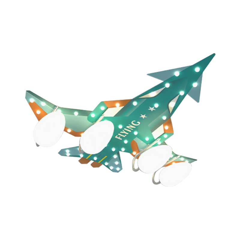 Wood Combat Aeroplane Ceiling Light Game Room Shop Cartoon Flush Mount Light Clearhalo 'Ceiling Lights' 'Close To Ceiling Lights' 'Close to ceiling' 'Glass shade' 'Glass' Lighting' 201889