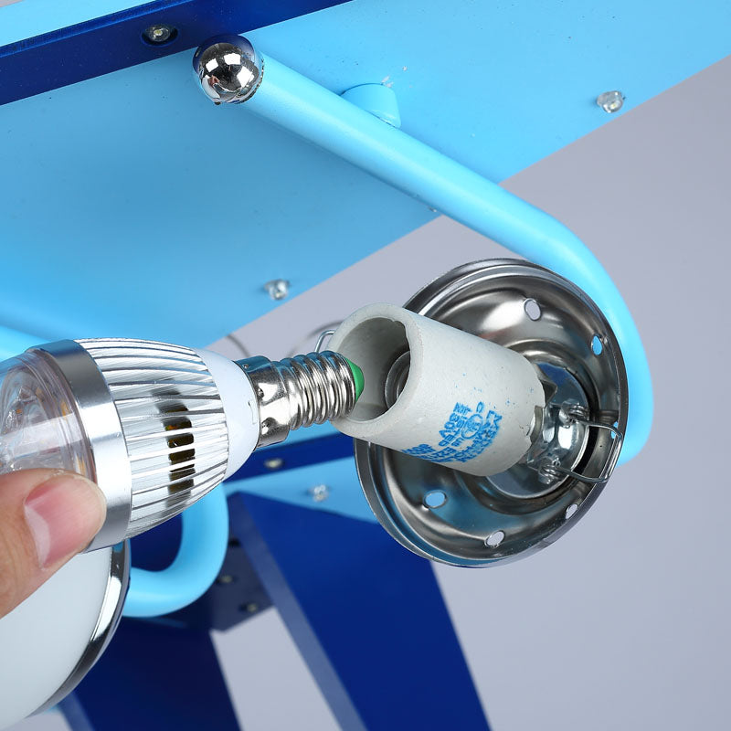 Kindergarten Combat Aircraft Chandelier Wood 4 Lights Contemporary Sky Blue Ceiling Lamp Clearhalo 'Ceiling Lights' 'Chandeliers' Lighting' options 201971