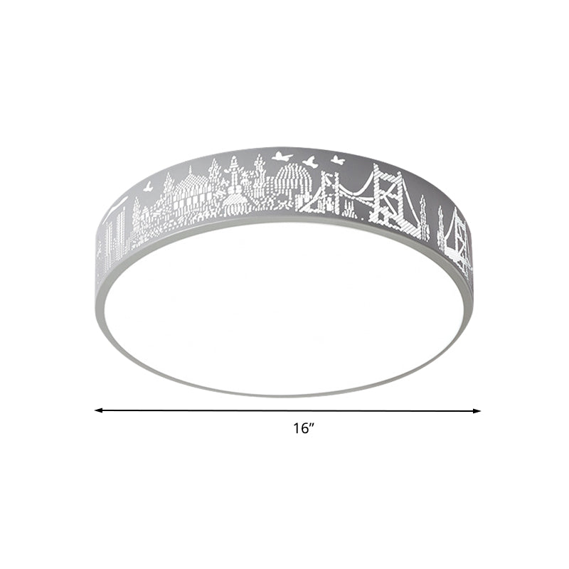 Kid Bedroom Etched Round Ceiling Light Acrylic Metal Macaron Loft Ceiling Mount Light Clearhalo 'Ceiling Lights' 'Close To Ceiling Lights' 'Close to ceiling' 'Flush mount' Lighting' 202215