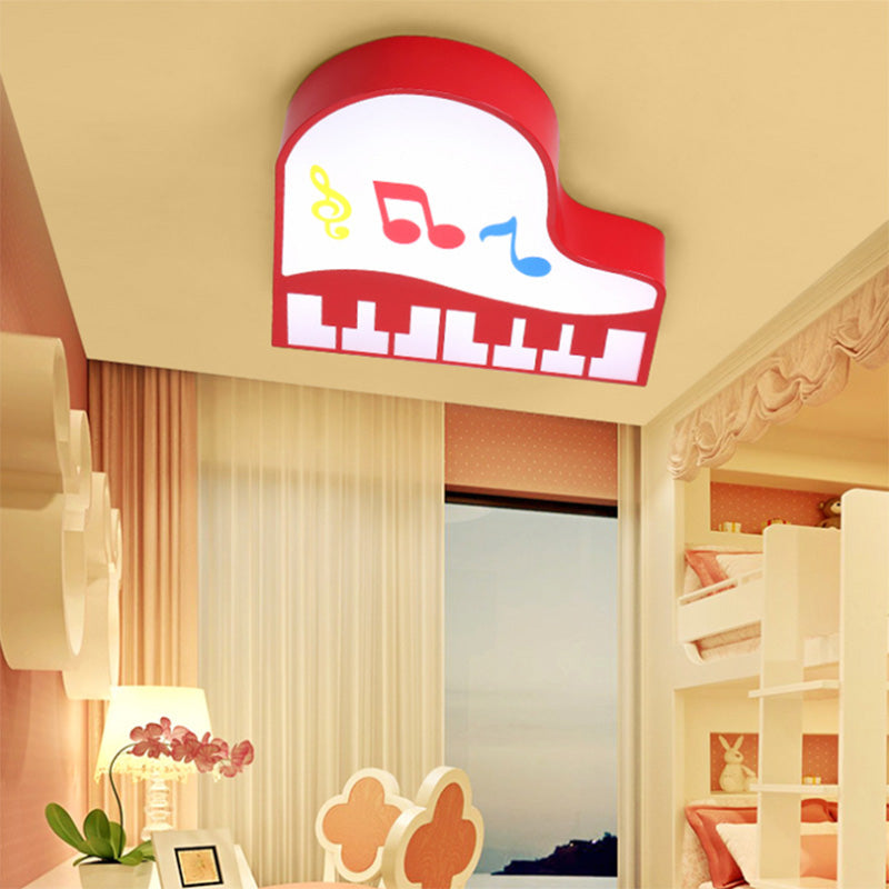 Acrylic Piano Flush Mount Light Cartoon LED Ceiling Mounted Fixture in Red/Pink/Yellow/Orange/Green for Children Room, Warm/White Light Red Clearhalo 'Ceiling Lights' 'Close To Ceiling Lights' 'Close to ceiling' 'Flush mount' Lighting' 202330