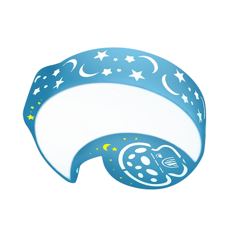 Acrylic Moon Flush Mount Ceiling Fixture Cartoon Ceiling Lamp in Blue for Kindergarten Clearhalo 'Ceiling Lights' 'Close To Ceiling Lights' 'Close to ceiling' 'Flush mount' Lighting' 202344