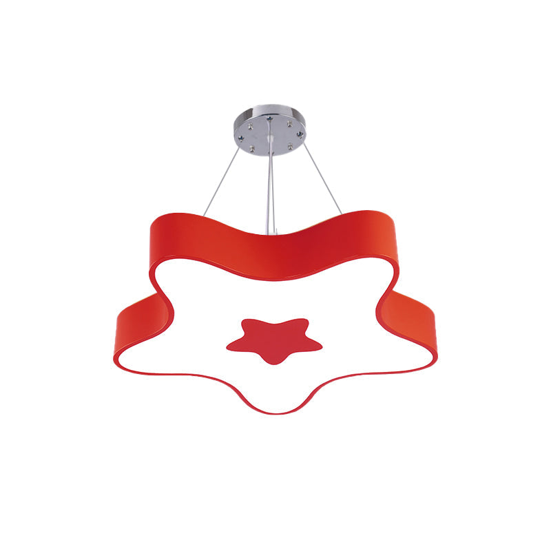 Kindergarten 18"/22" Wide Star Chandelier Pendant Light Kids Acrylic LED Suspension Light in Red/Yellow/Blue/Green, Third Gear/Warm/White Light Clearhalo 'Ceiling Lights' 'Pendant Lights' 'Pendants' Lighting' 202406